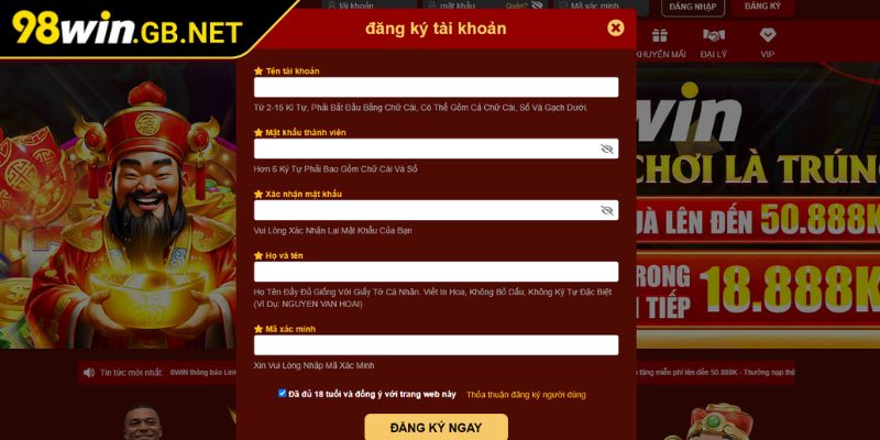 Điền chuẩn xác thông tin yêu cầu khi tạo account