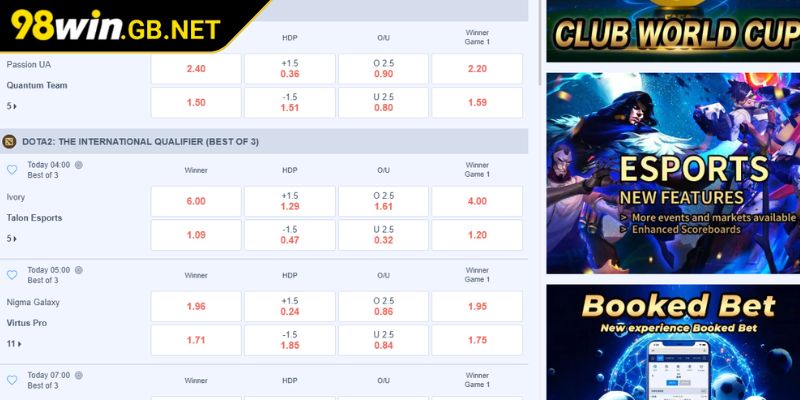 Tham gia DOTA 2 tại E-sports 98WIN