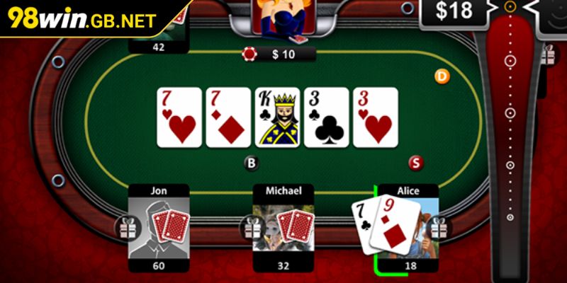 Poker 98WIN – Tựa Game Casino Siêu Hấp Dẫn Dành Cho Game Thủ 2 Vòng Flop Poker 98WIN xác định tay bài tốt nhất